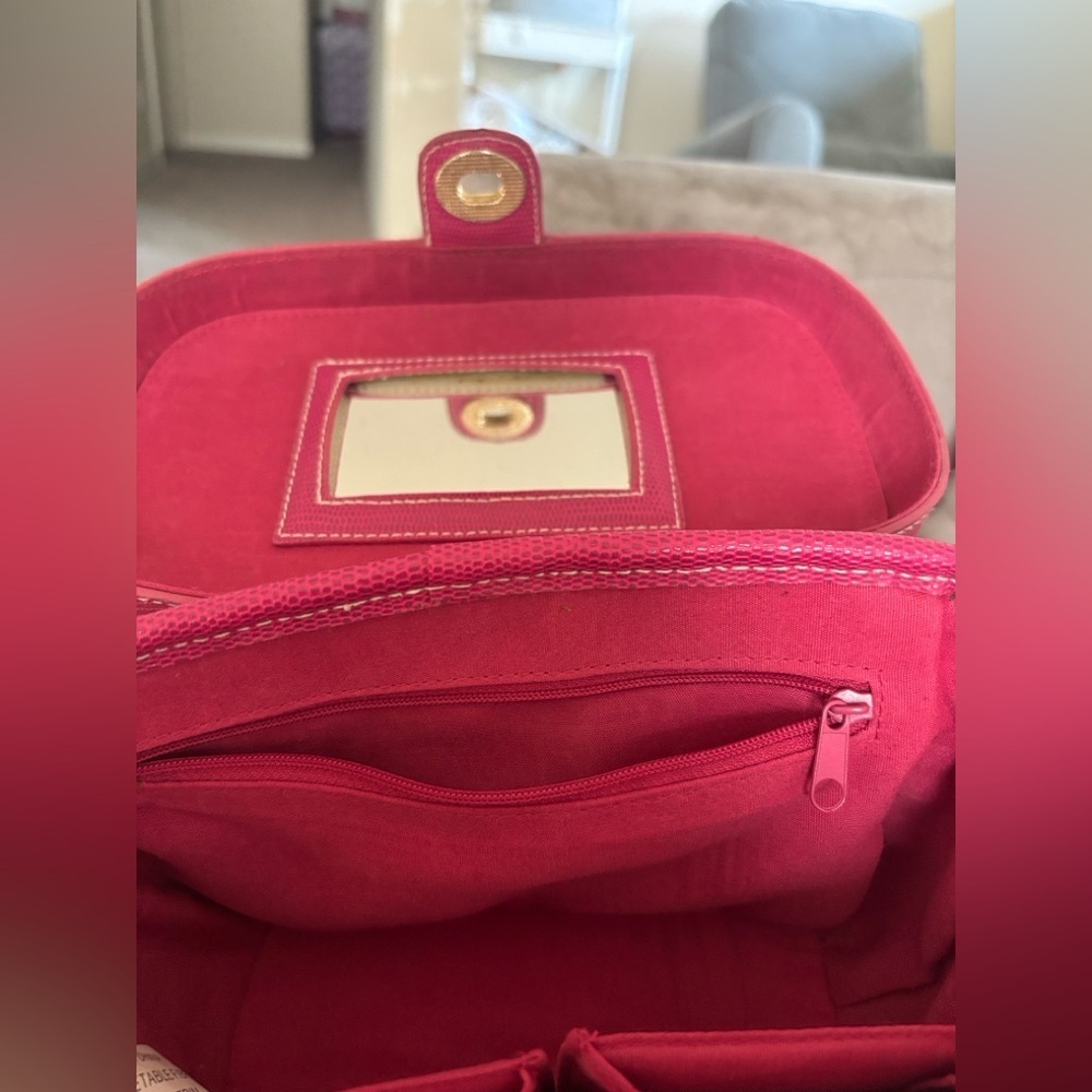 Vintage Vegetable Fiber Woven Basket Purse Top Handle Bag Pink Tan mirror - Picture 13 of 14